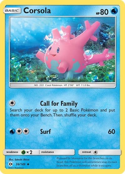 Corsola SM Base Set Pokemon card