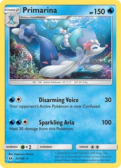 Primarina SM Base Set Pokemon card