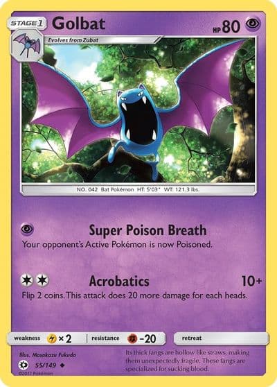 Golbat SM Base Set Pokemon card