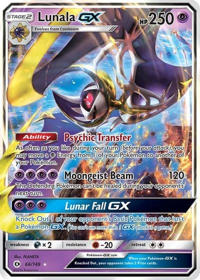 Lunala GX SM Base Set Pokemon card