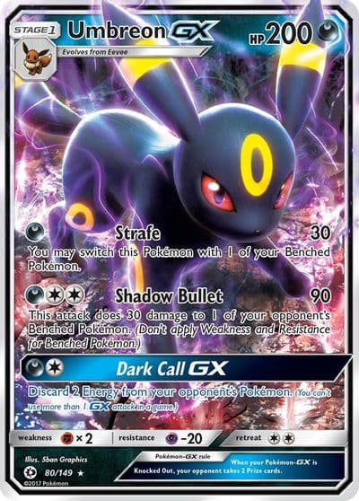 Umbreon GX SM Base Set Pokemon card