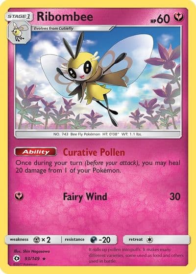 Ribombee SM Base Set Pokemon card