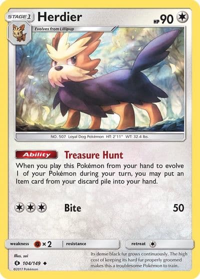 Herdier SM Base Set Pokemon card