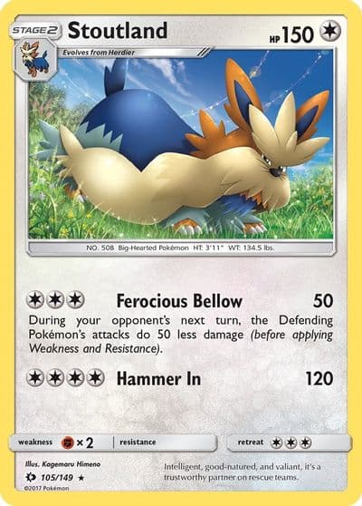 Stoutland SM Base Set Pokemon card