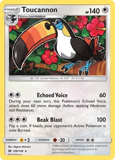 Toucannon SM Base Set Pokemon card