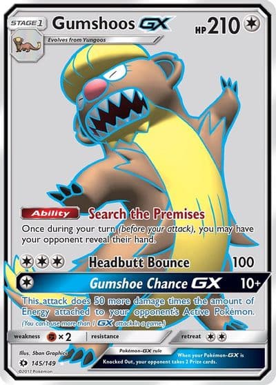Gumshoos GX (Full Art) SM Base Set Pokemon card
