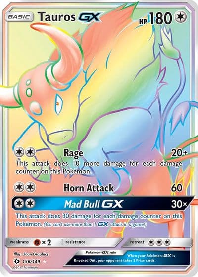 Tauros GX (Secret) SM Base Set Pokemon card