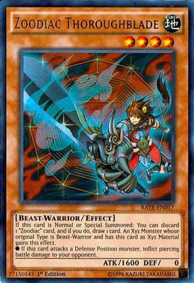 Zoodiac Thoroughblade Raging Tempest Yu-Gi-Oh! card