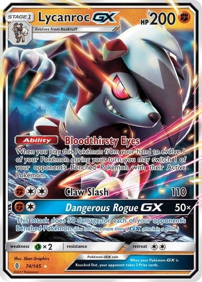 Lycanroc GX SM - Guardians Rising Pokemon card