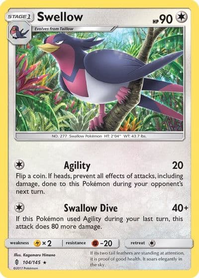 Swellow SM - Guardians Rising Pokemon card