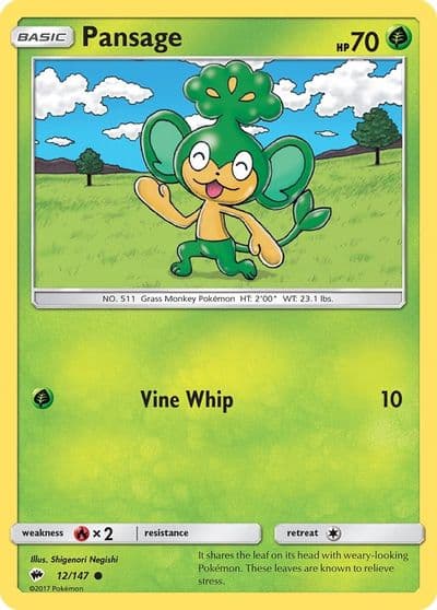 Pansage SM - Burning Shadows Pokemon card