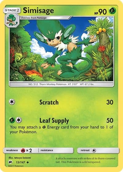 Simisage SM - Burning Shadows Pokemon card