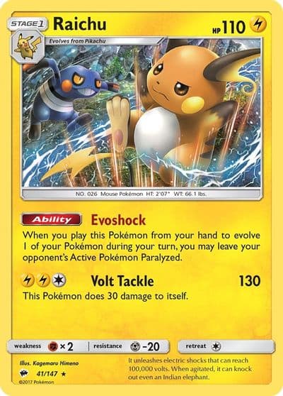 Raichu SM - Burning Shadows Pokemon card