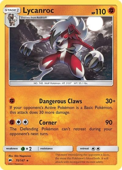 Lycanroc (75) SM - Burning Shadows Pokemon card