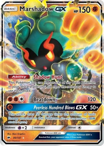 Marshadow GX SM - Burning Shadows Pokemon card