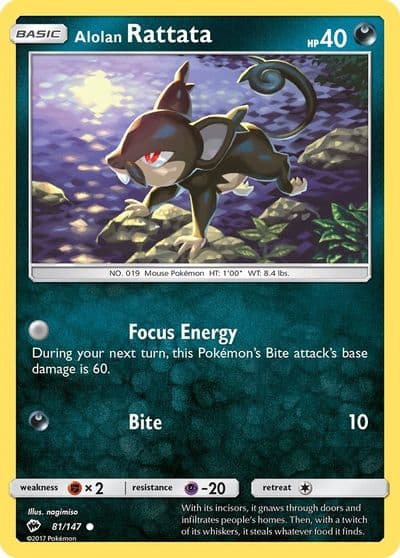Alolan Rattata SM - Burning Shadows Pokemon card