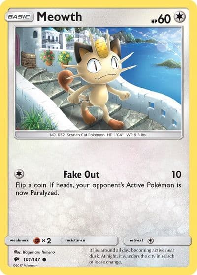 Meowth SM - Burning Shadows Pokemon card