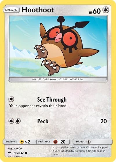 Hoothoot SM - Burning Shadows Pokemon card
