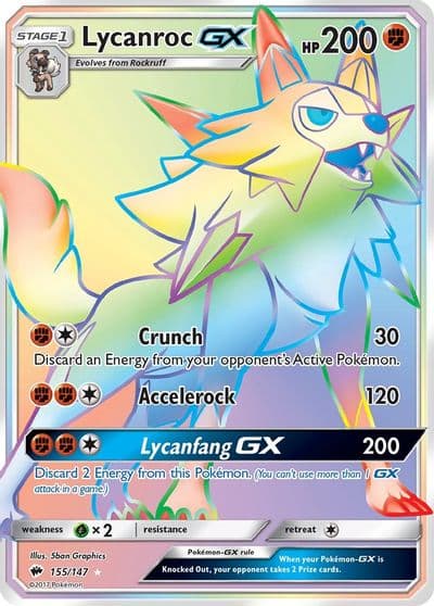 Lycanroc GX (Secret) SM - Burning Shadows Pokemon card
