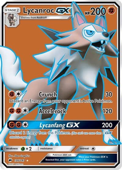 Lycanroc GX (Full Art) SM - Burning Shadows Pokemon card