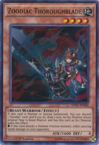 Zoodiac Thoroughblade 2017 Mega-Tins Mega Pack Yu-Gi-Oh! card