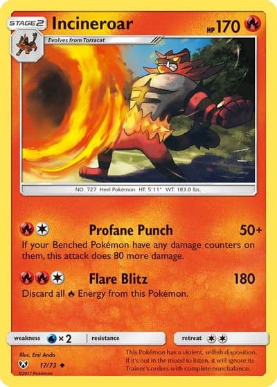 Incineroar Shining Legends Pokemon card