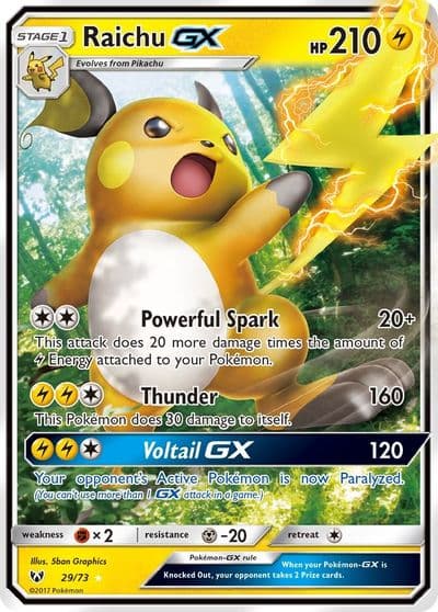 Raichu GX Shining Legends Pokemon card