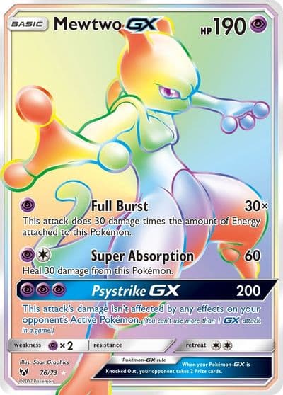 Mewtwo GX (Secret) Shining Legends Pokemon card