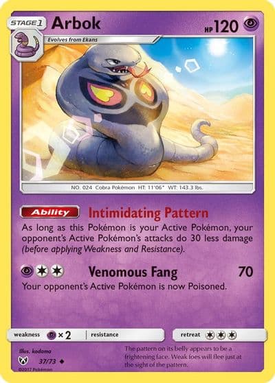 Arbok Shining Legends Pokemon card