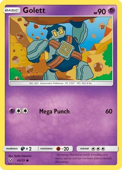 Golett Shining Legends Pokemon card