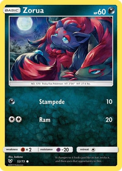 Zorua Shining Legends Pokemon card