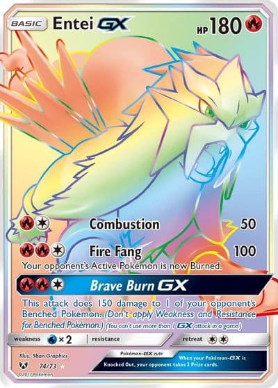 Entei GX (Secret) Shining Legends Pokemon card