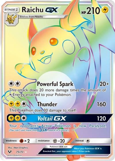 Raichu GX (Secret) Shining Legends Pokemon card