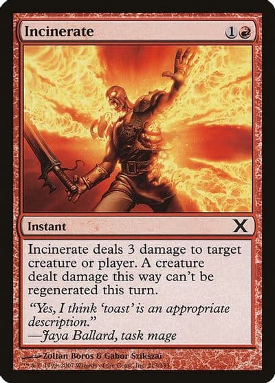 Incinerate 10th Edition Magic card
