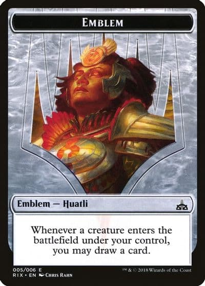 Emblem Huatli Radiant Champion Rivals of Ixalan Magic card