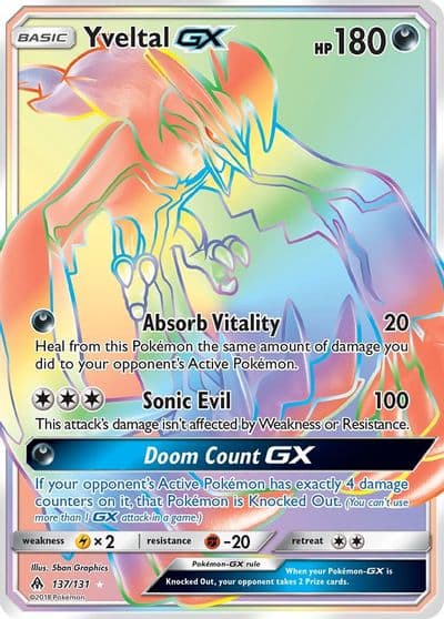 Yveltal GX (Secret) SM - Forbidden Light Pokemon card