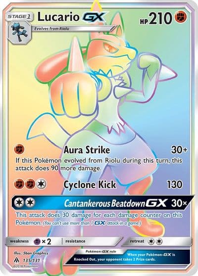 Lucario GX (Secret) SM - Forbidden Light Pokemon card