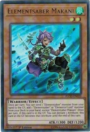 Elementsaber Makani Flames of Destruction Yu-Gi-Oh! card