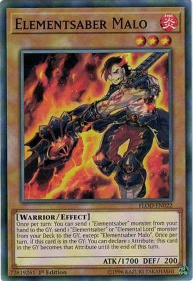 Elementsaber Malo Flames of Destruction Yu-Gi-Oh! card