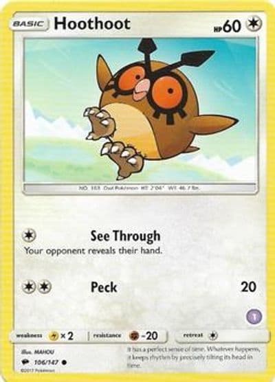 Hoothoot (1) SM Trainer Kit: Alolan Sandslash & Alolan Ninetales Pokemon card