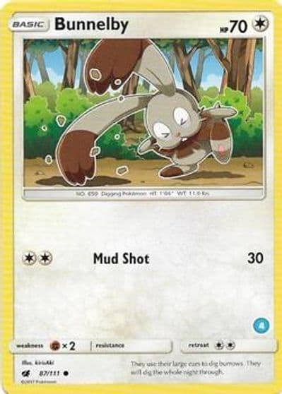 Bunnelby (4) SM Trainer Kit: Alolan Sandslash & Alolan Ninetales Pokemon card