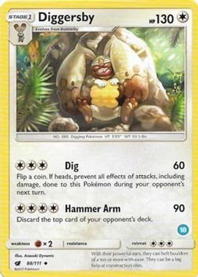 Diggersby (18) SM Trainer Kit: Alolan Sandslash & Alolan Ninetales Pokemon card