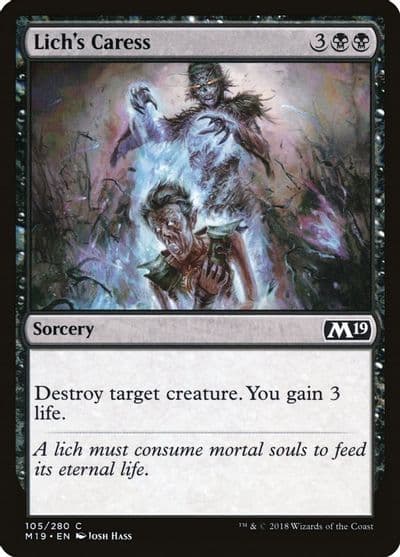 Lichs Caress Core Set 2019 Magic card