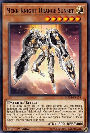 Mekk Knight Orange Sunset 2018 Mega-Tins Mega Pack Yu-Gi-Oh! card