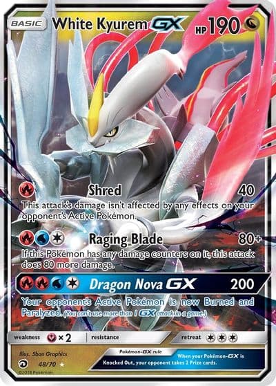 White Kyurem GX Dragon Majesty Pokemon card