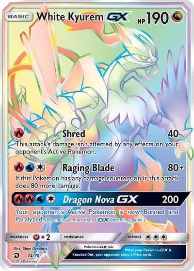 White Kyurem GX (Secret) Dragon Majesty Pokemon card
