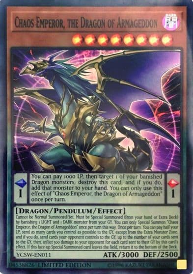 Chaos Emperor the Dragon of Armageddon SR Yu-Gi-Oh! Championship Series Prize Cards Yu-Gi-Oh! card