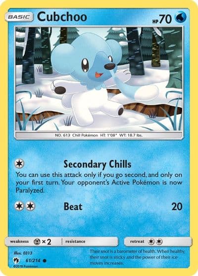 Cubchoo SM - Lost Thunder Pokemon card