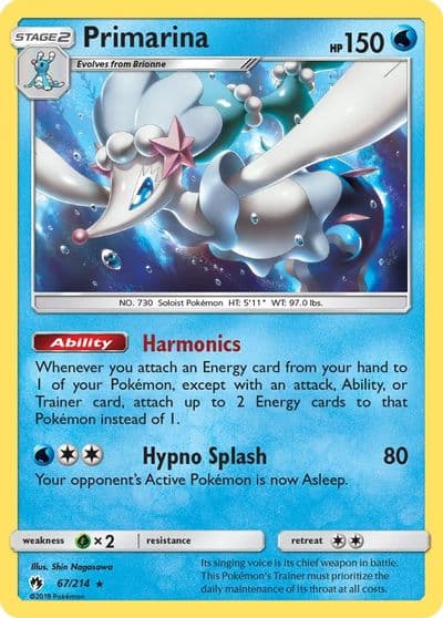 Primarina SM - Lost Thunder Pokemon card