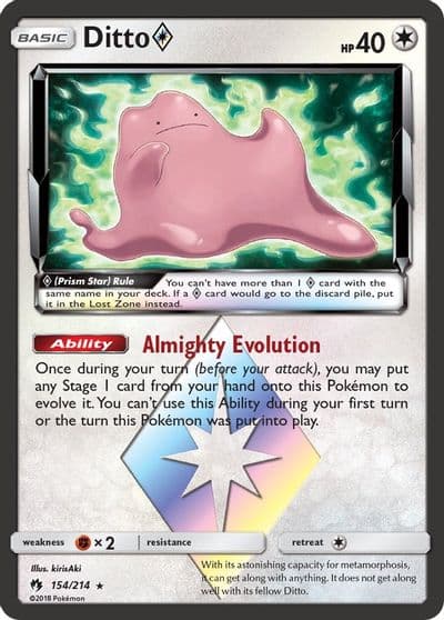 Ditto Prism Star SM - Lost Thunder Pokemon card